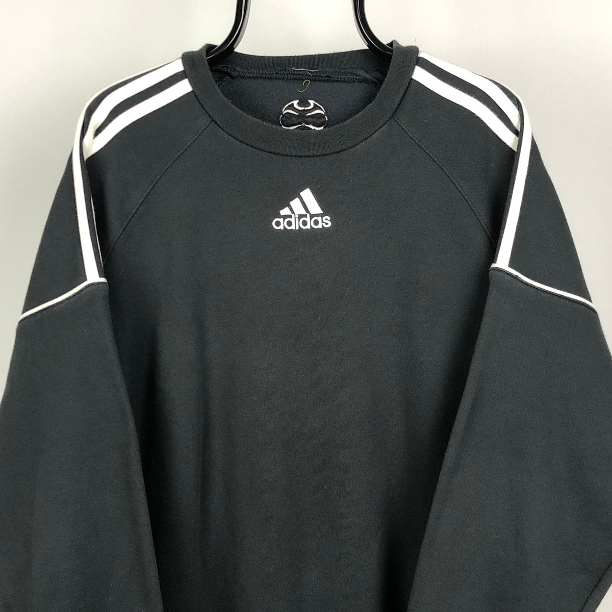 Vintage Adidas Embroidered Centre Logo Sweatshirt in Black/White - Men - Vintique