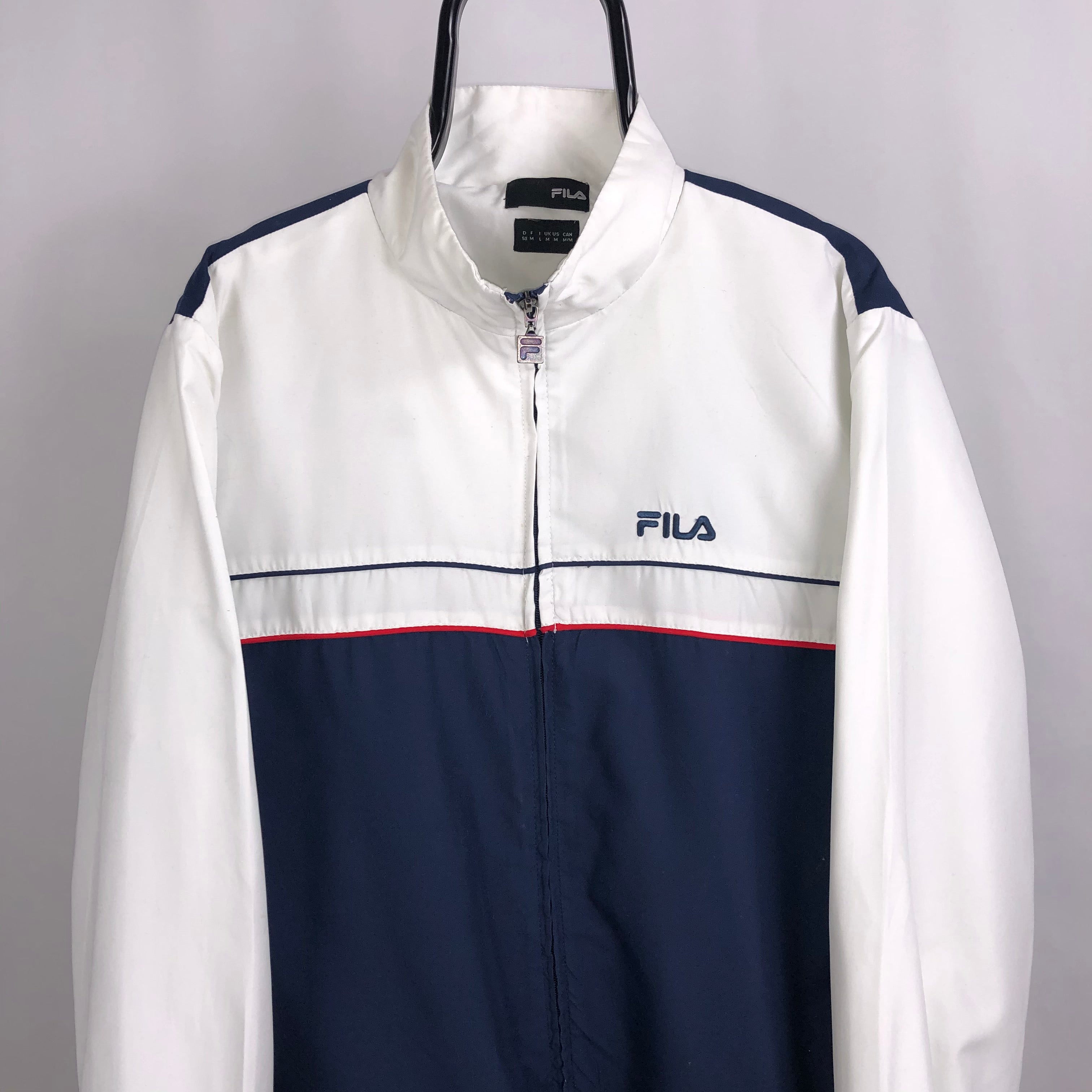Vintage Fila Track Jacket in White/Navy - Men's Medium/Women's Large ...
