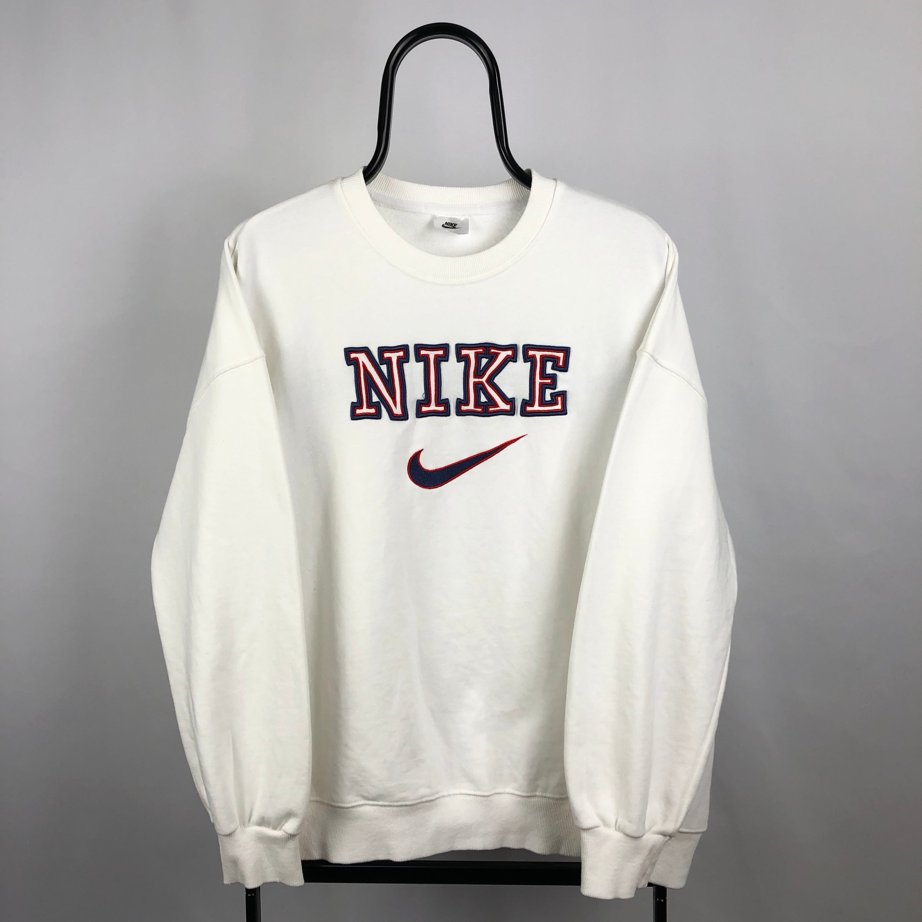 Vintage Nike Spellout Sweatshirt in White - Men's Medium/Women's Large ...