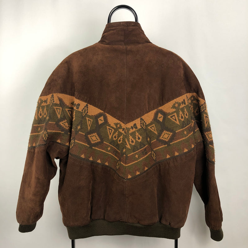 Vintage Aztec Suede Sherpa Lined Jacket - Men's XL/Women's XXL ...