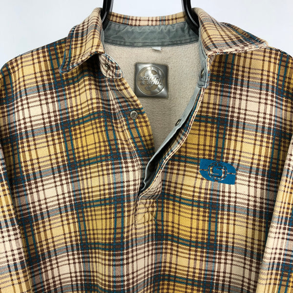 Vintage Scotch & Soda 1/4 Button Fleece Lined Flannel Shirt - Men's La ...