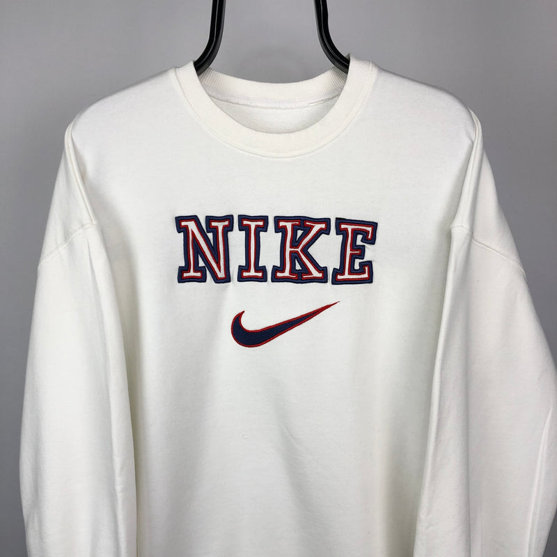 Nike Spellout Sweatshirt in White/Red/Blue - Men's Medium/Women's Larg ...