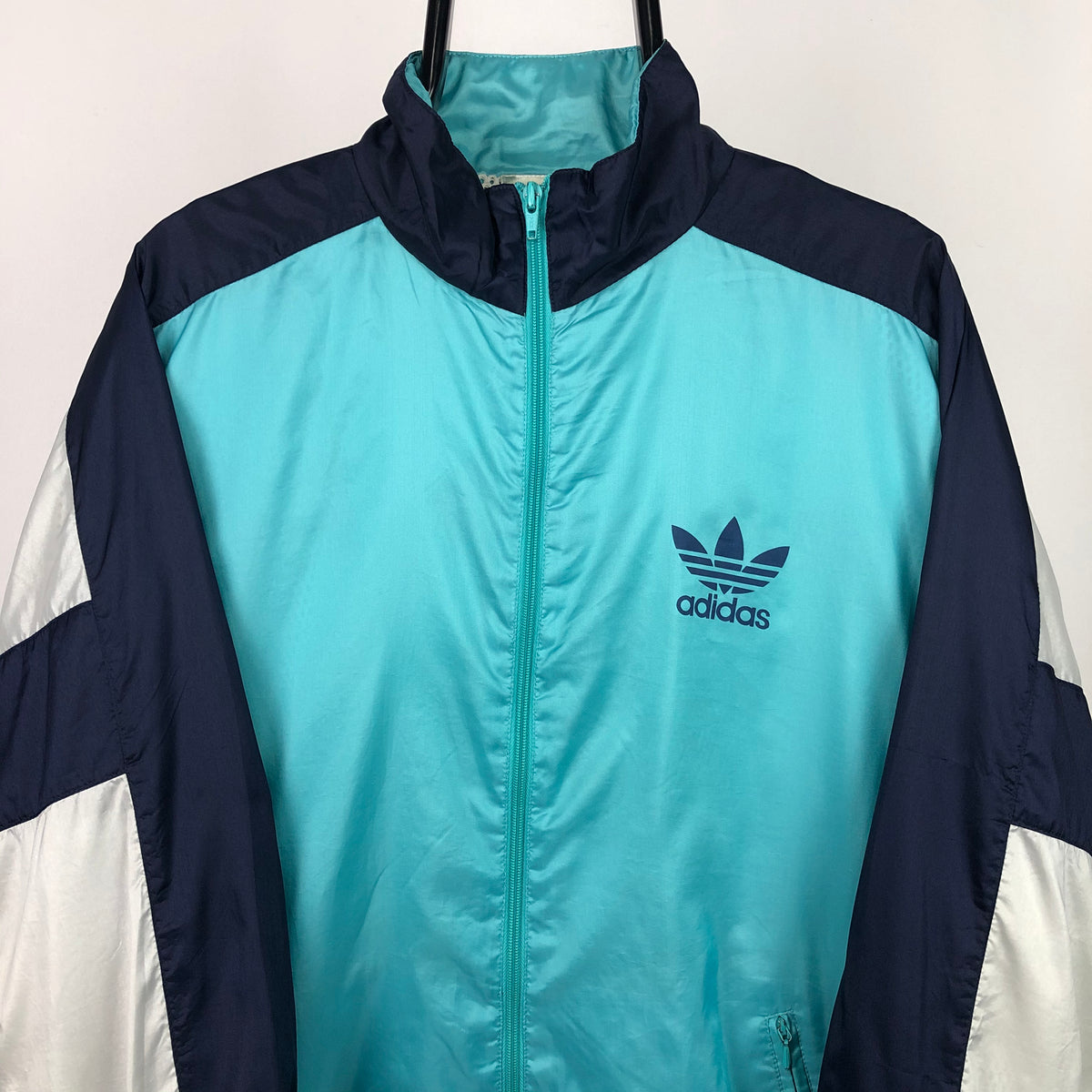 Vintage 90s Adidas Track Jacket in Turquoise/Navy/White - Men's Large ...