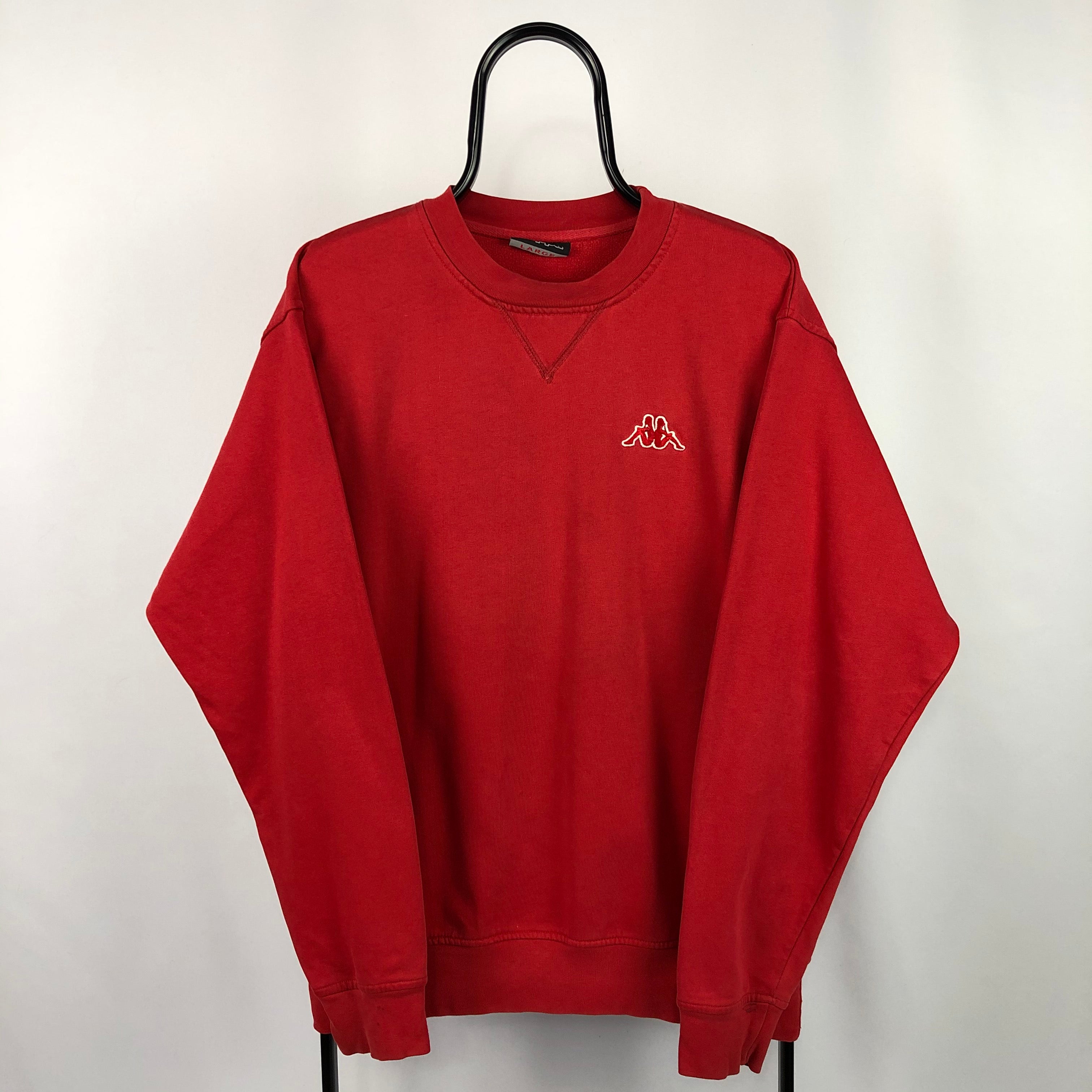 Vintage Kappa Embroidered Small Logo Sweatshirt in Red - Men's Large/W ...