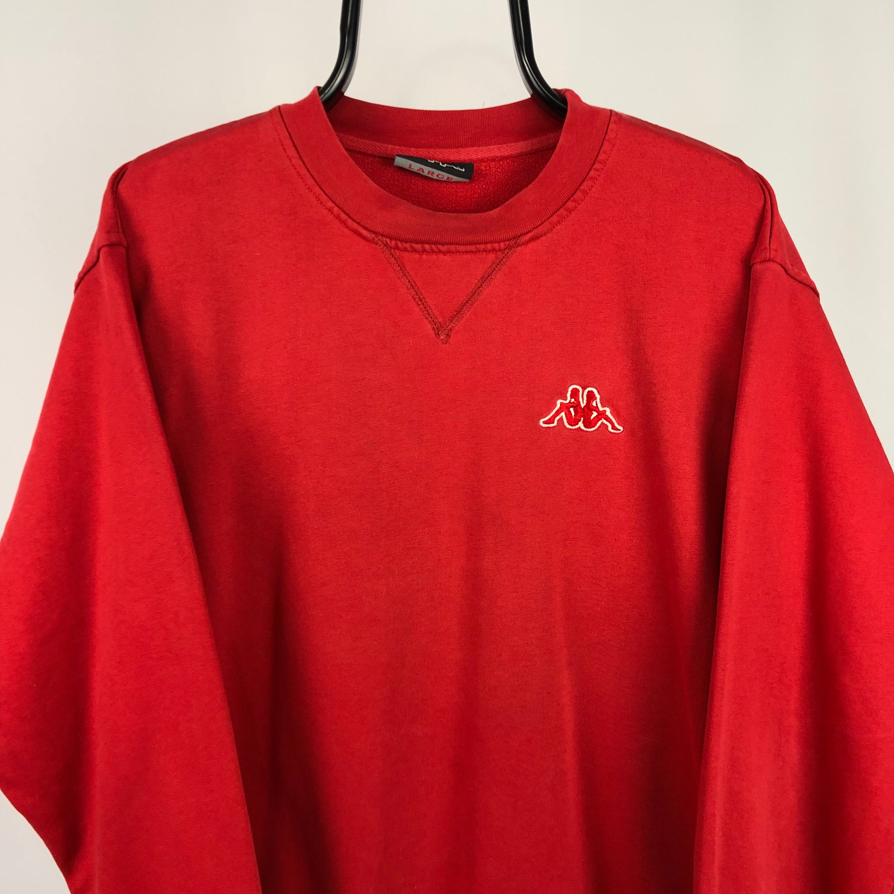 Vintage Kappa Embroidered Small Logo Sweatshirt in Red - Men's Large/W ...