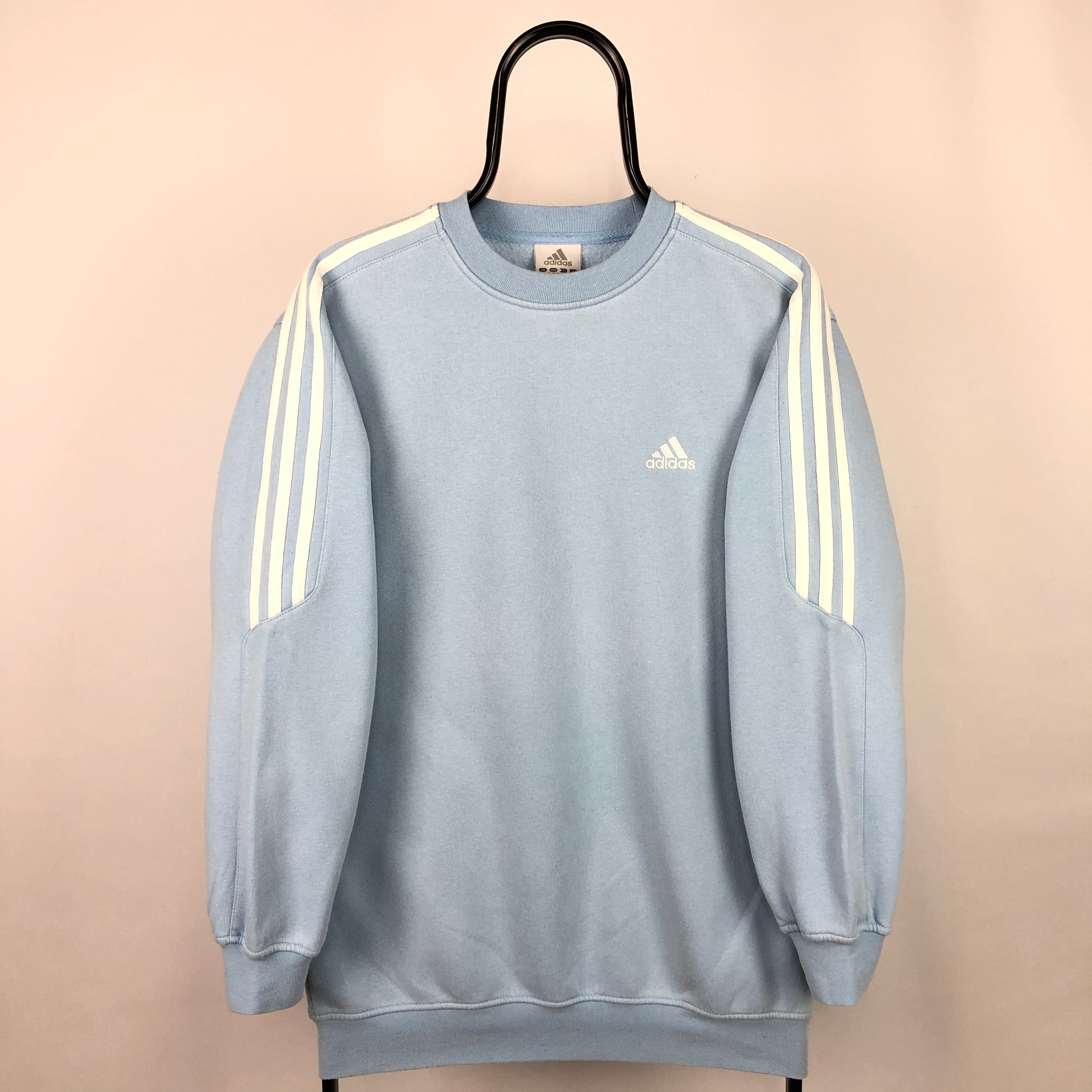 Vintage Adidas Embroidered Small Logo Sweatshirt in Baby Blue - Men's ...