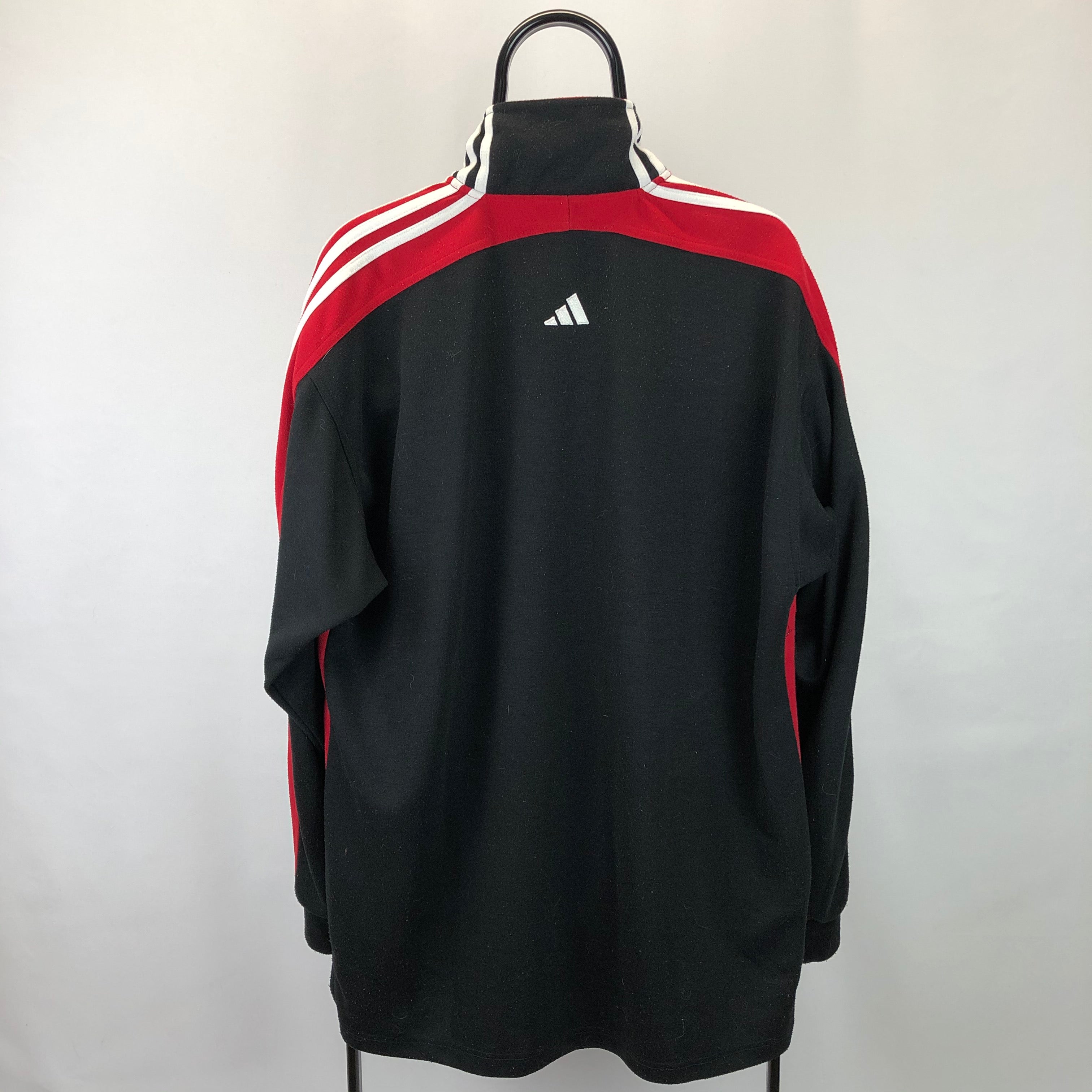 Vintage 90s Adidas 1/4 Zip Sweatshirt in Black/Red/White - Men's Large ...