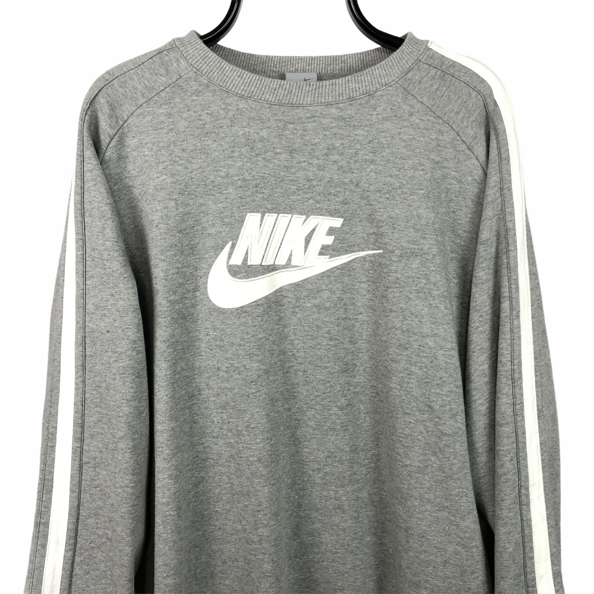 Vintage Nike Spellout Sweatshirt in Grey/White - Men's XL/Women's XXL ...
