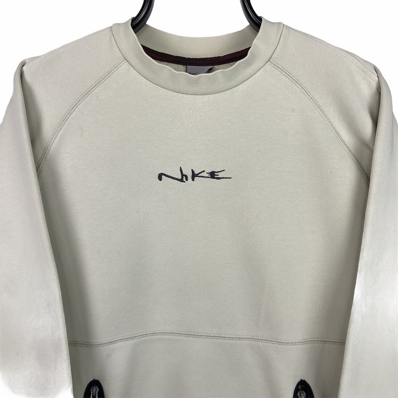 Vintage Nike Graffiti Spellout Sweatshirt in Beige - Men's Small/Women ...