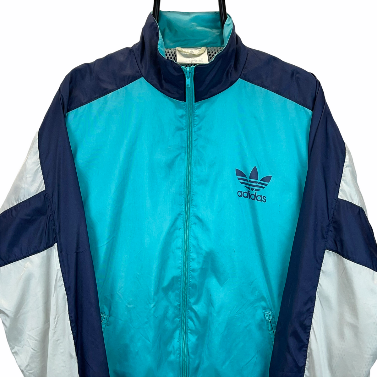 Vintage 90s Adidas Track Jacket in Turquoise, Navy & Silver - Men's Me ...