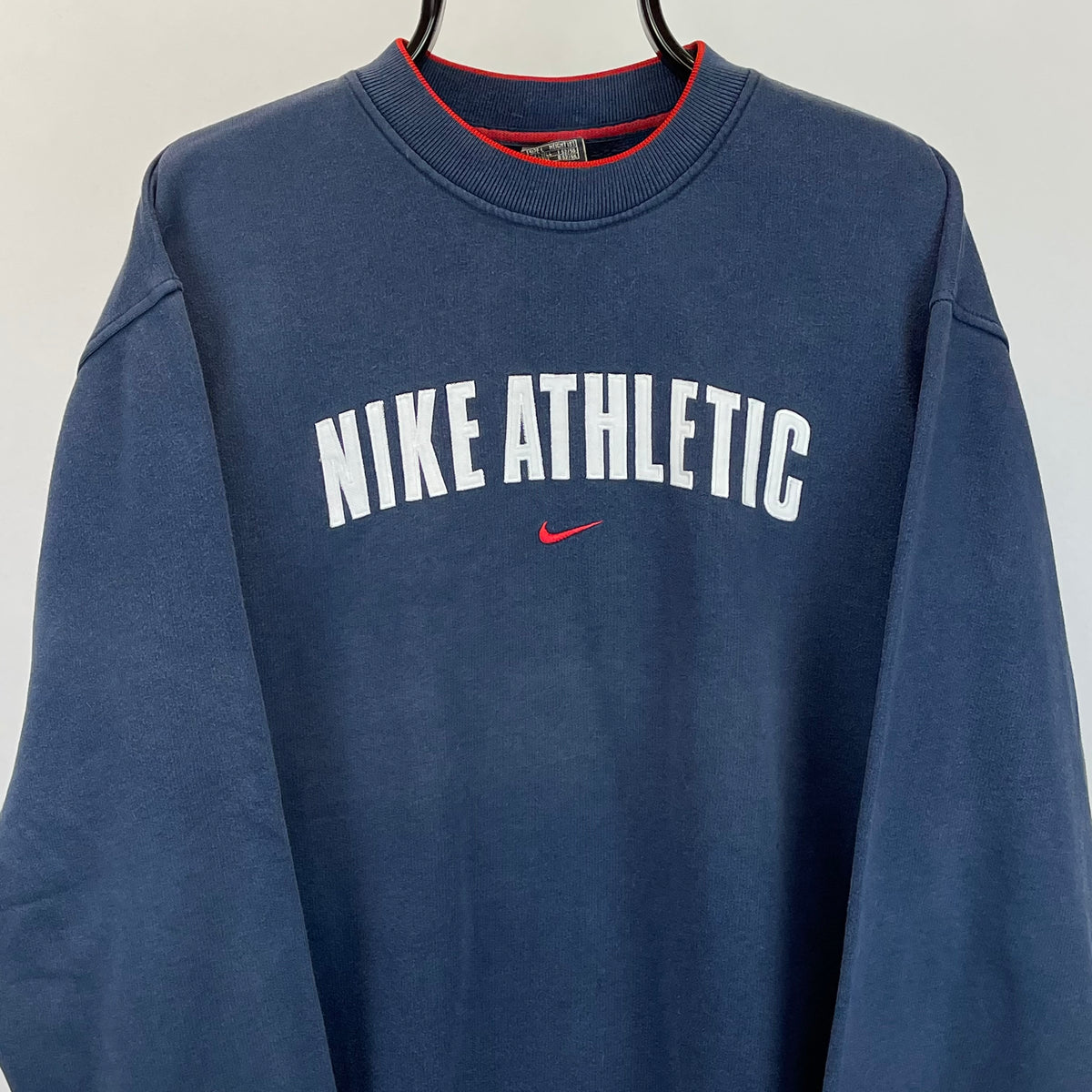 VINTAGE NIKE ATHLETIC SPELLOUT SWEATSHIRT IN NAVY & RED - MEN’S LARGE ...