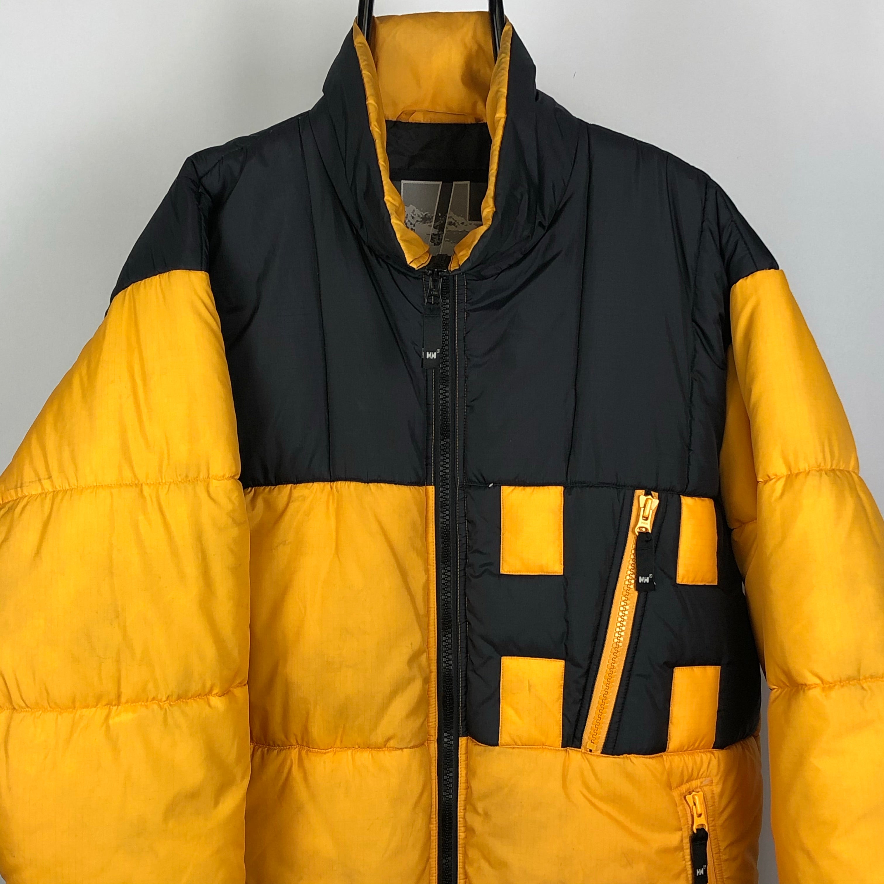 Vintage Helly Hansen Puffer Jacket in Black & Yellow - Men’s Large/Wom ...