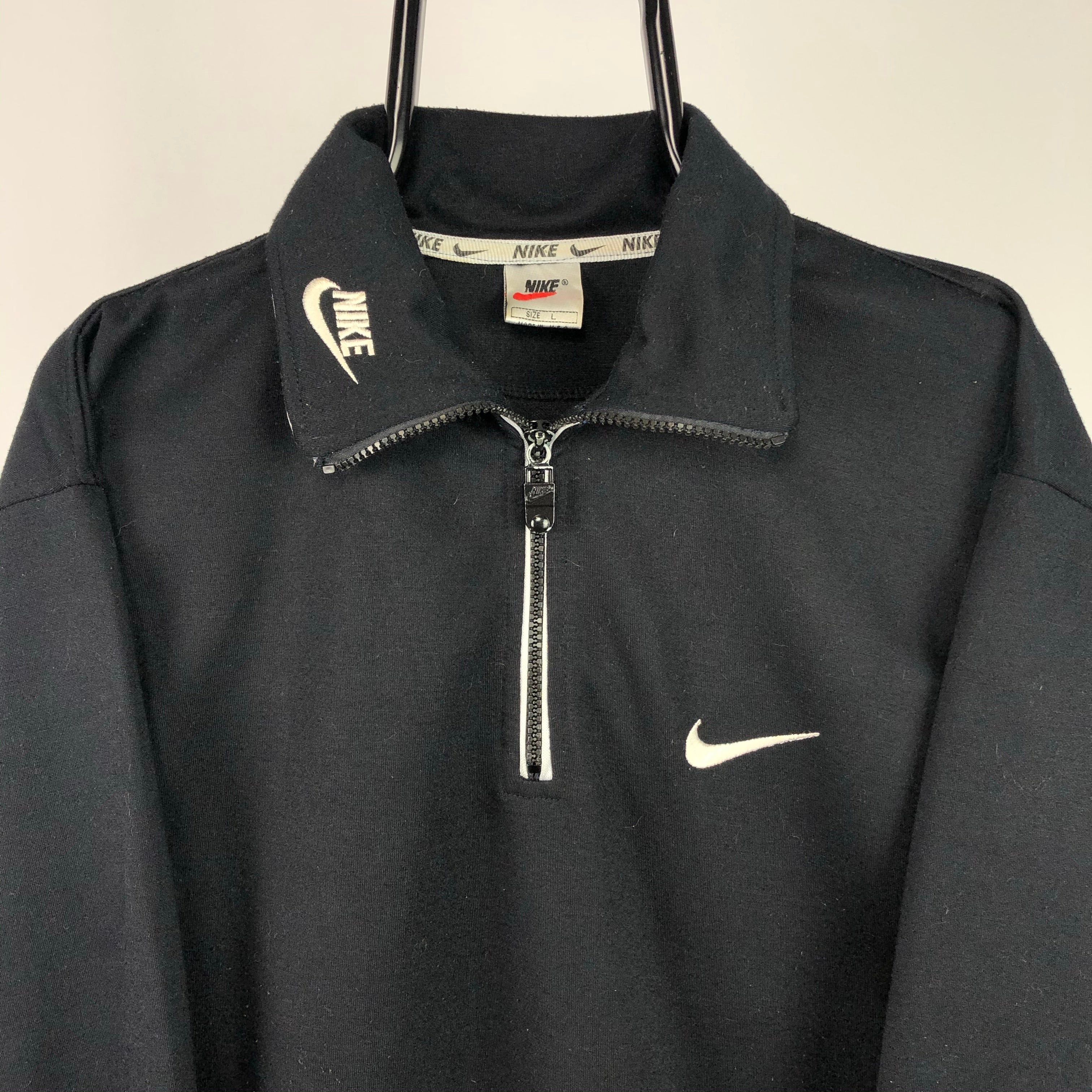 Vintage Nike 1/4 Zip Sweatshirt in Black & White - Men’s Large/Women’s ...