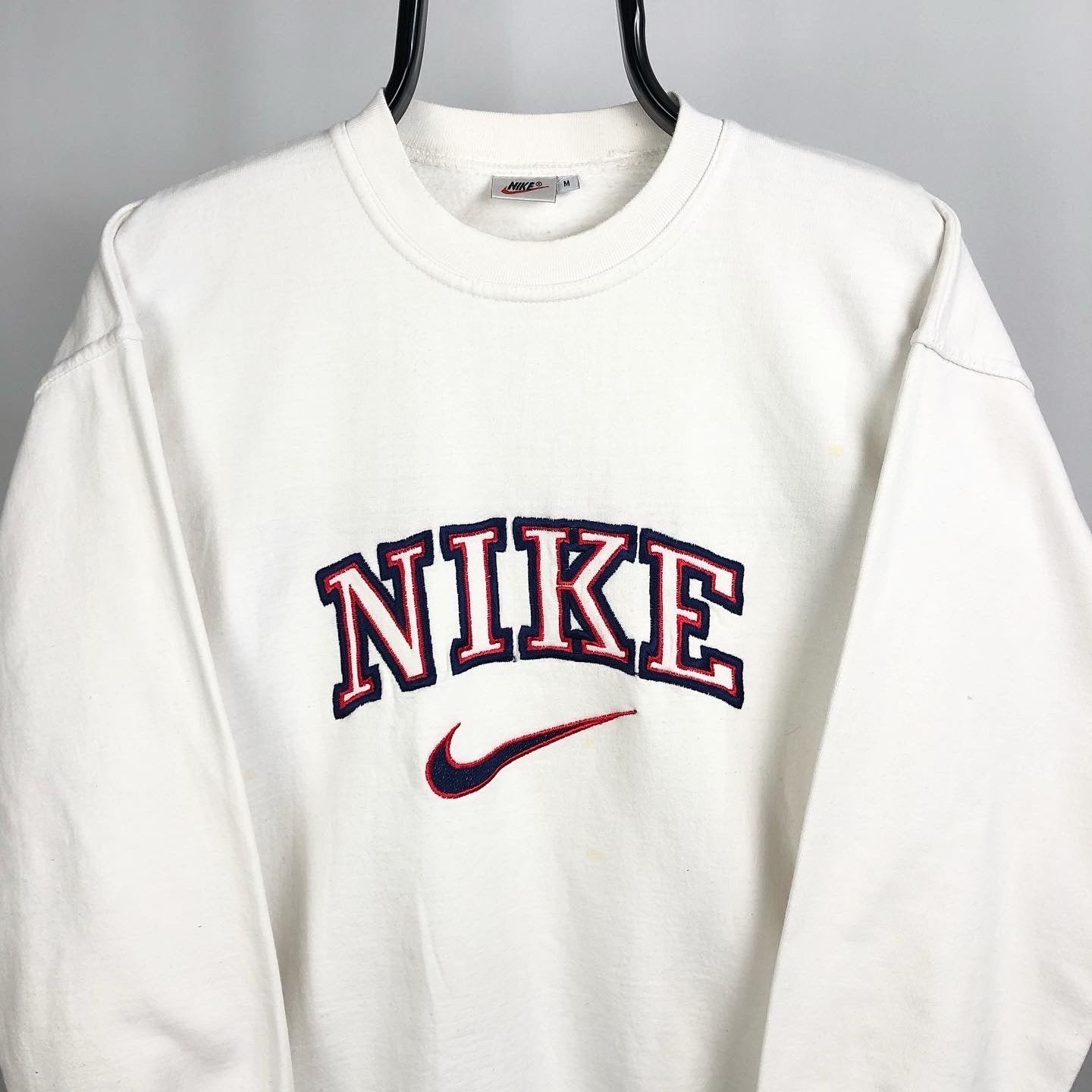 Vintage 90s Nike Spellout Sweatshirt in White - Men's Small/Women's Me ...