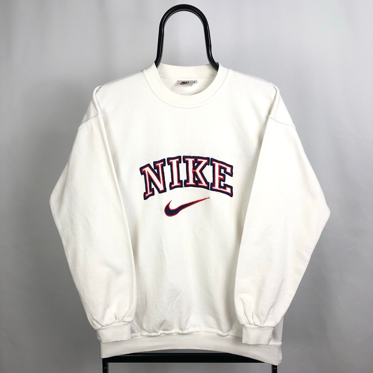 Vintage 90s Nike Spellout Sweatshirt in White - Men's Small/Women's Me