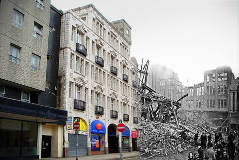 The Marples damage merged with the present day Fitzalan Square
