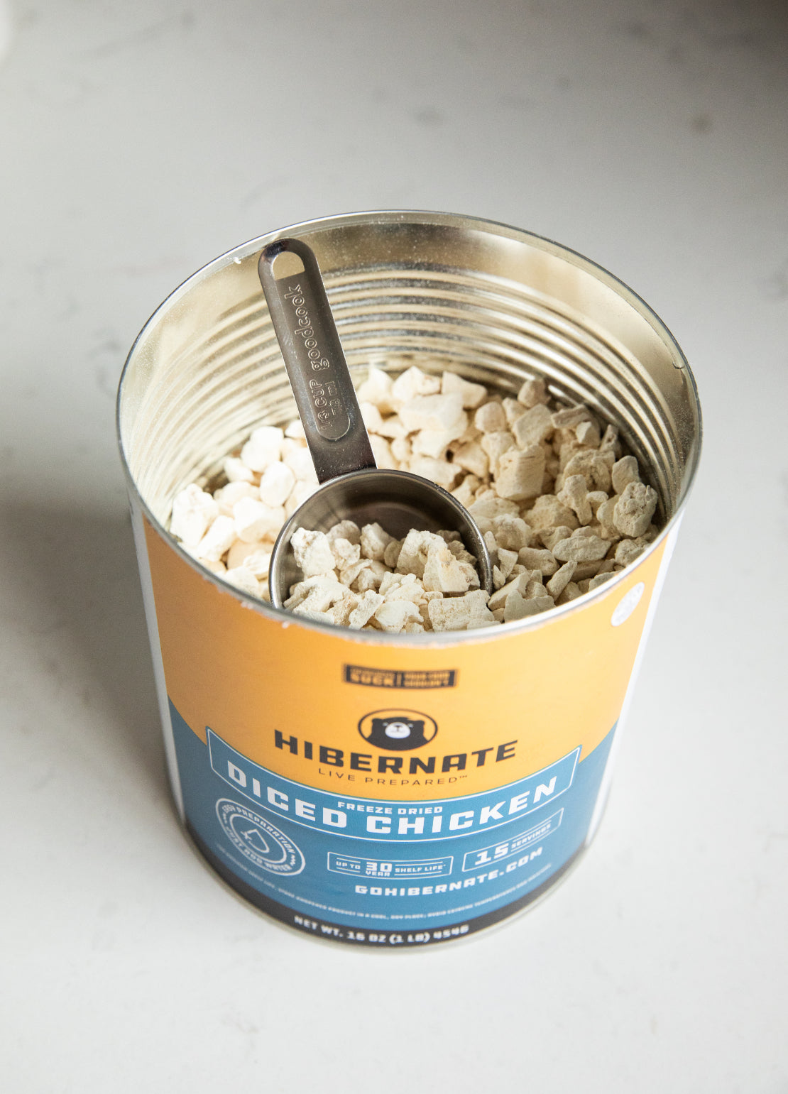 Hibernate’s Freeze-Dried chicken is perfect for enchiladas, soup, or curries. Or throw it into a salad or use it to make BBQ chicken pizza