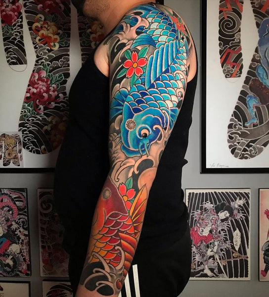 Tatouage carpe koi japonais