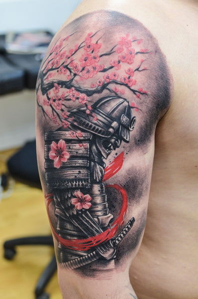 tatouage japonais samourai cerisier