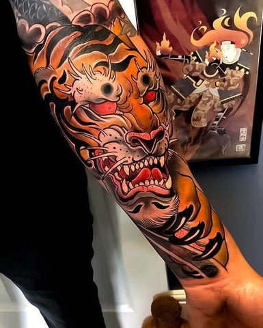 tatouage japonais tigre couleur