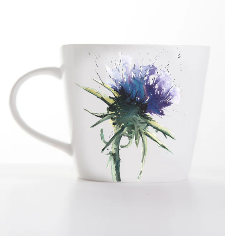 Bone China Mug by Meg Hawkins with Thistle design