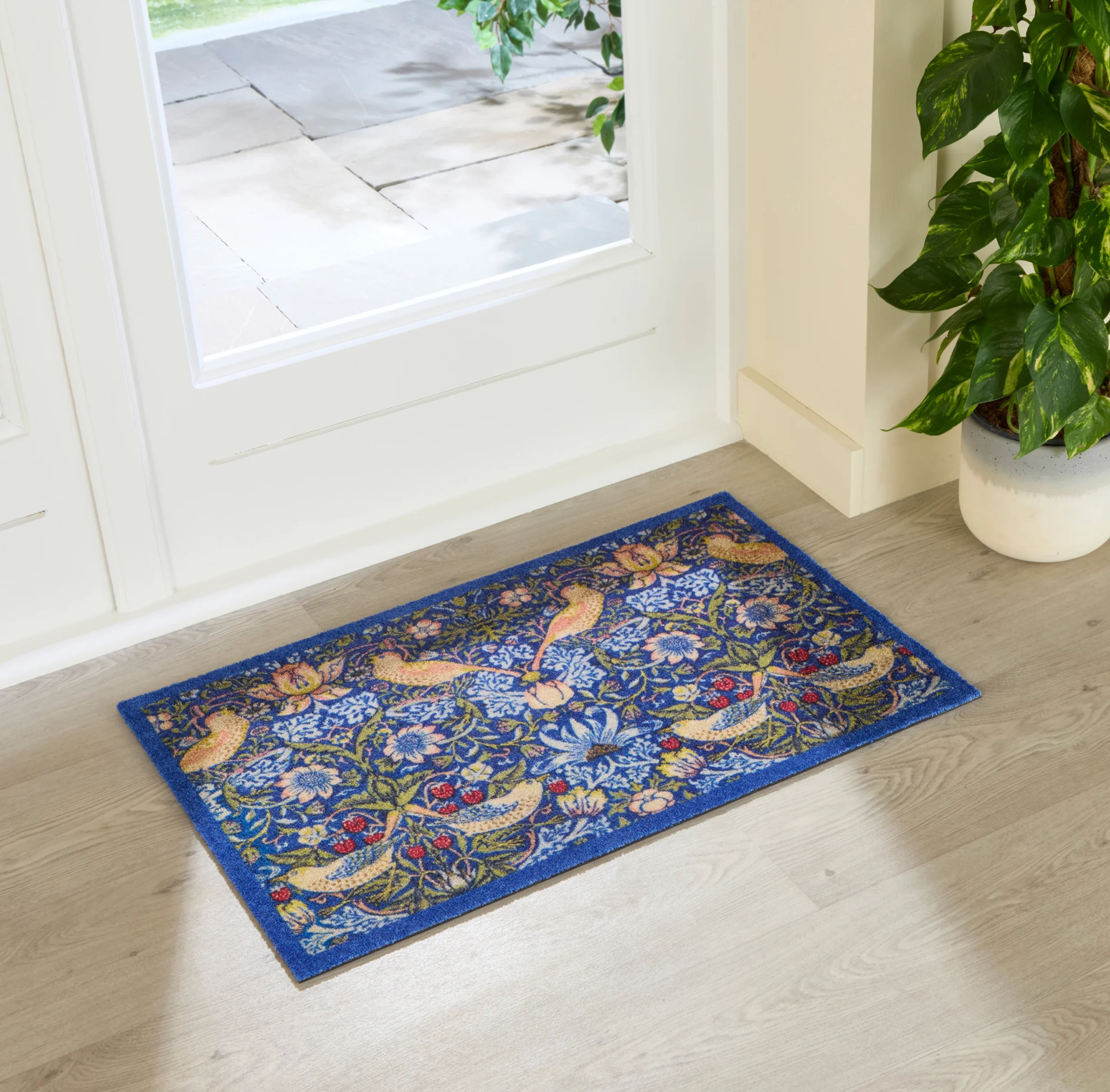 William Morris Strawberry Thief Washable Indoor Doormat by Artsy Mats