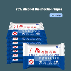 75% Alcohol Hand Wet Wipes Personal Disinfection Cleaning Cloths 10PCS/Pack GreatEagleInc