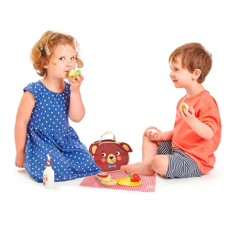 picnic toy wooden fabric children play set