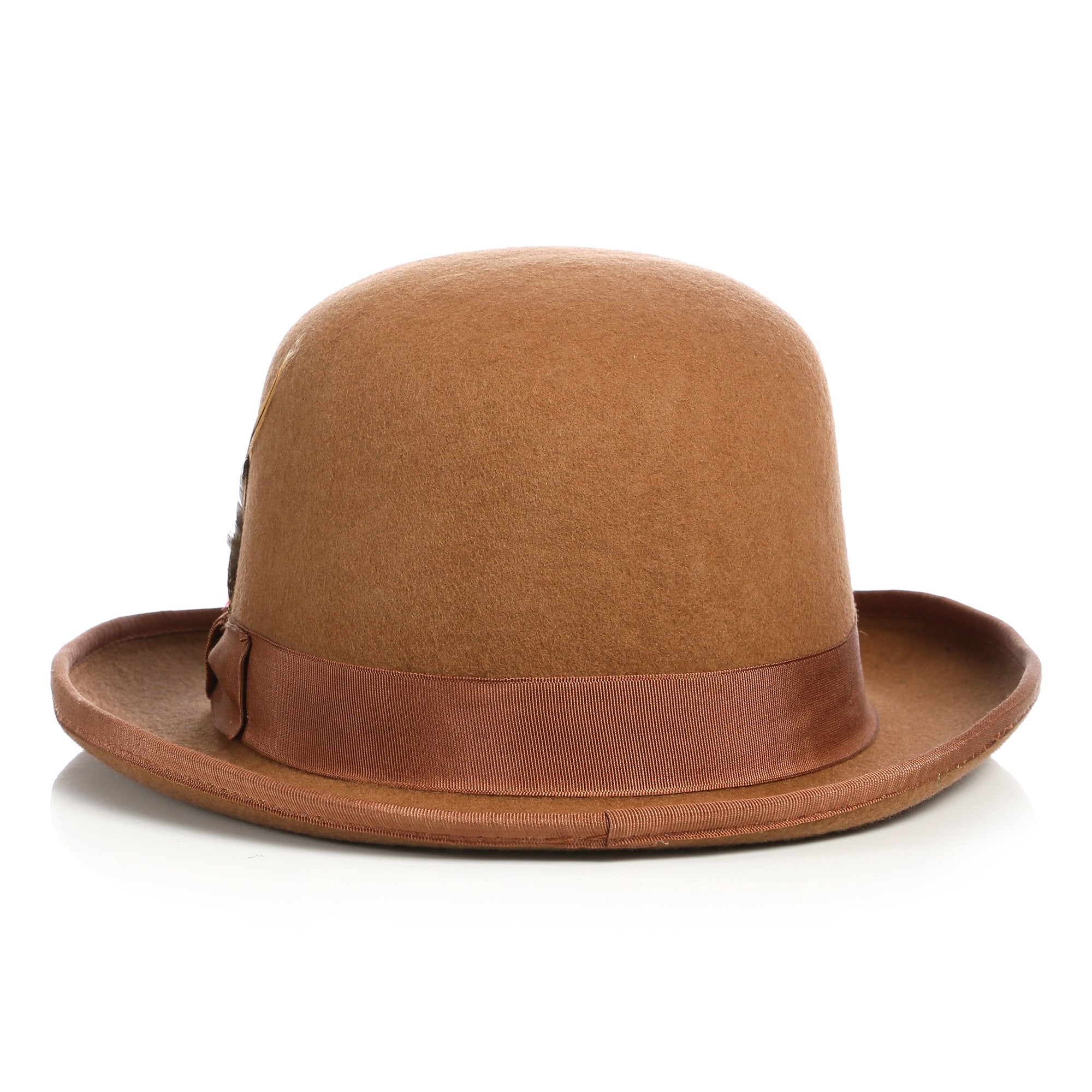 tan bowler hat