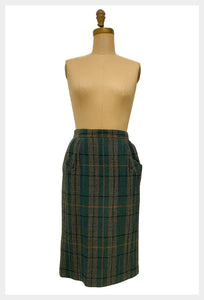1980s plaid pencil skirt | 80s front pockets wiggle skirt | medium