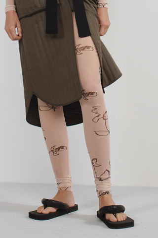 Image of humanoid webshop of printed legging with artwork by Petra Lunenburg