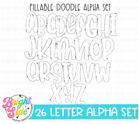 Chunky Doodle Fillable Letter Set (outline and insert) – Bright Side  Digital Designs