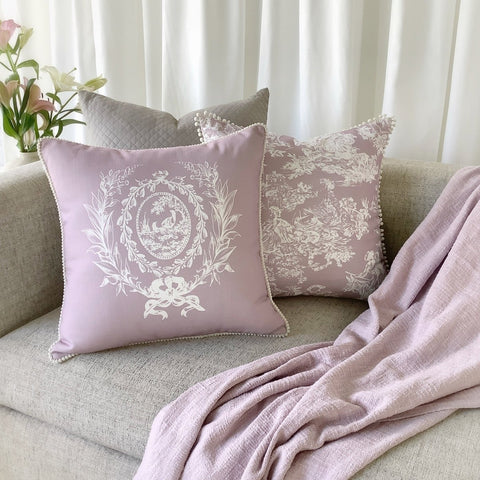 crete en rose toile de jouy old rose shabby chic cushion cover