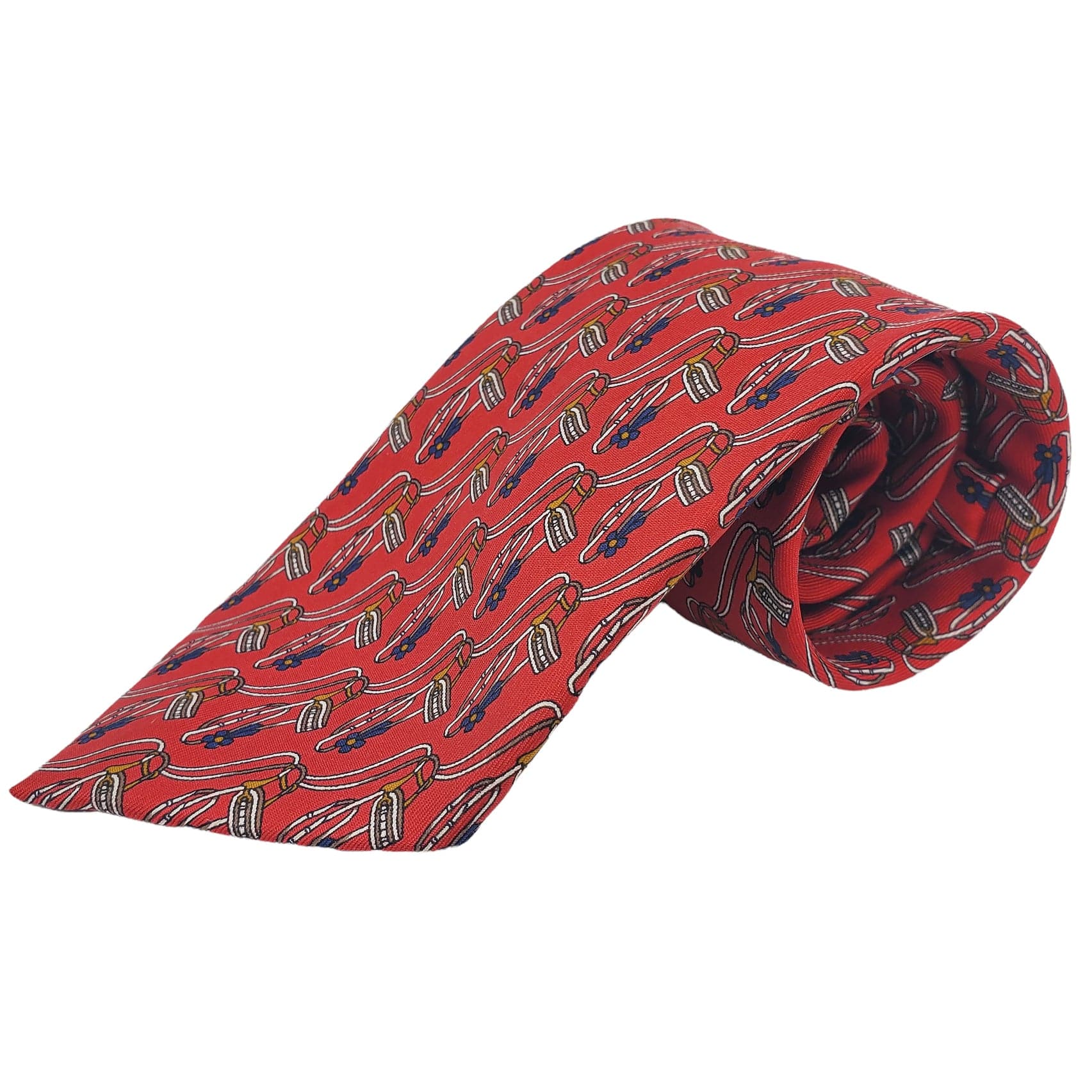 BURBERRY Silk Tie with Bridle Pattern - Red– Wag N' Purr Shop