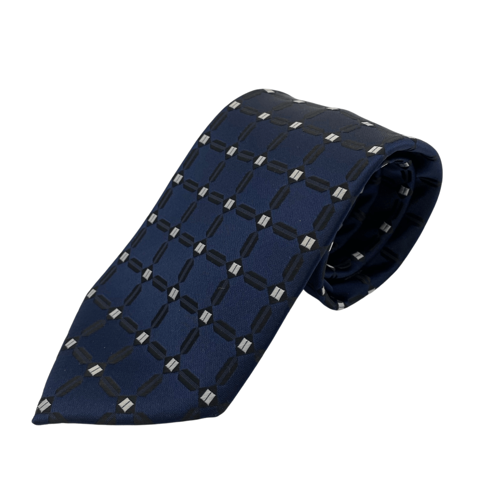 PRADA Tie with Geometric Box Design - Navy New w/Out Tags– Wag N' Purr Shop