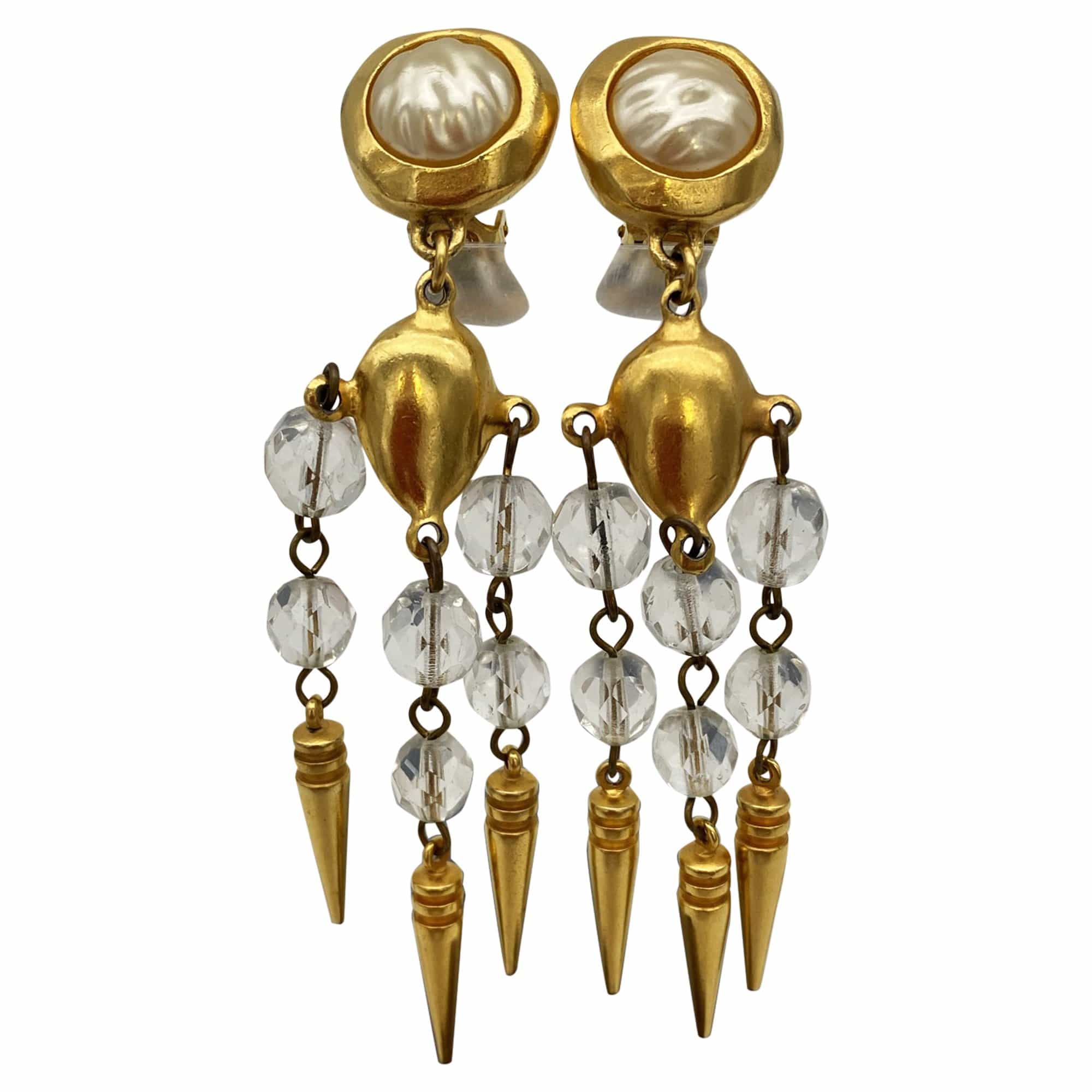 ROBERT LEE MORRIS Earrings Vintage Clip-on Gold & Faux Pearl Chandelie– Wag  N' Purr Shop