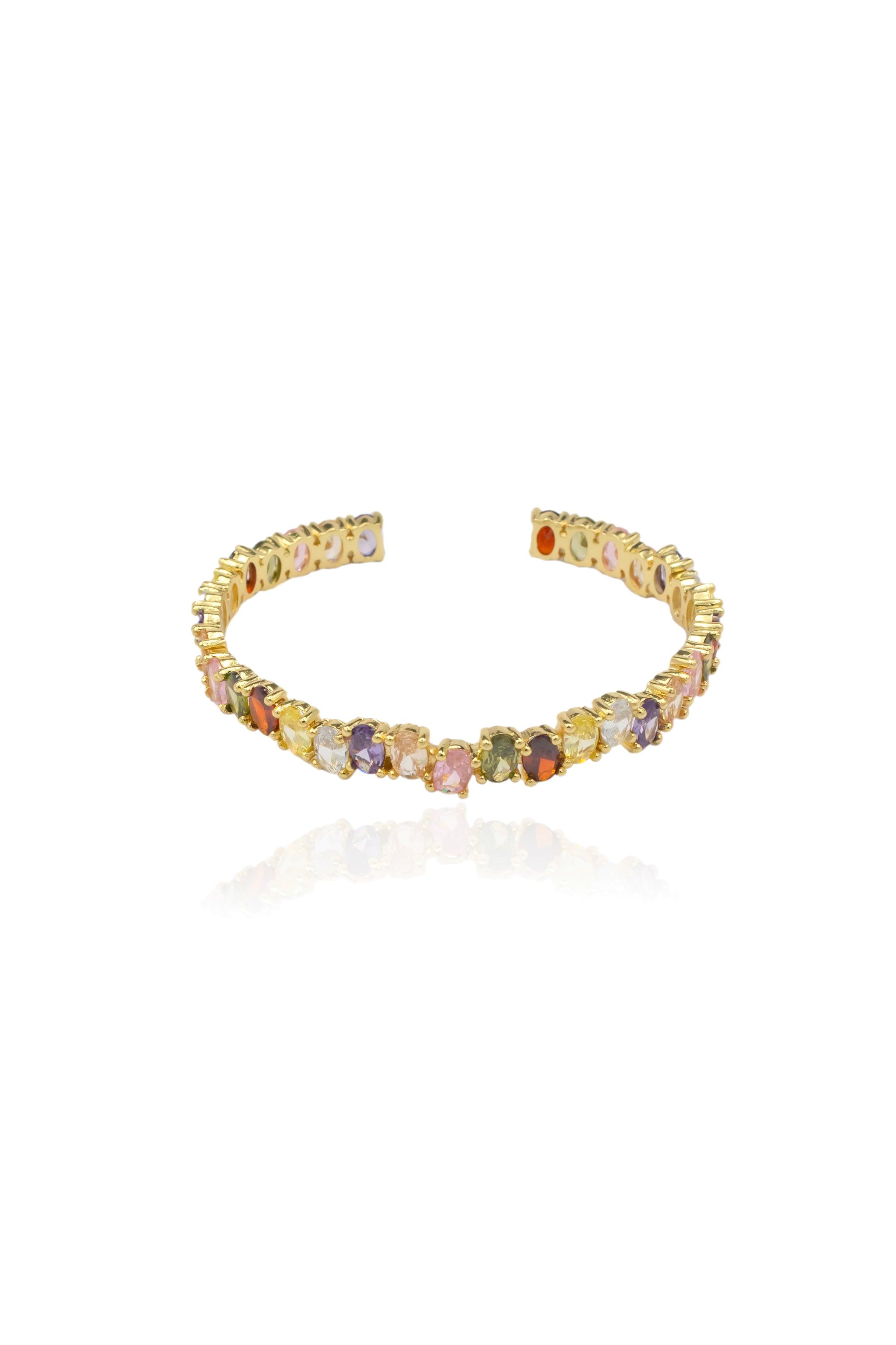 Amazon.com: Gem Stone King 925 Sterling Silver and 10k Yellow Gold Pink  Created Sapphire Red Garnet and White Lab Grown Diamond Bracelet For Women  (3.74 Cttw, Round 7MM and 6MM, 6.5/7/7.5 Inch,