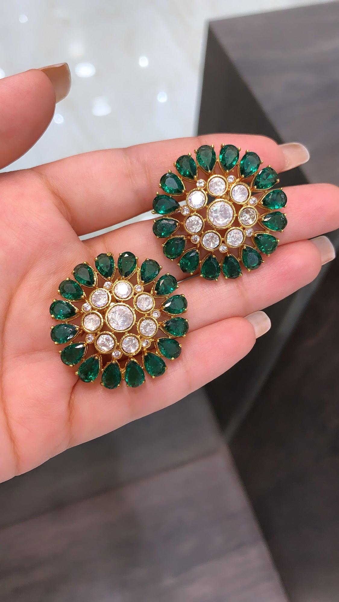 Earing Green Traditional Matt Gold Jhumki Earring at Rs 371/pair in Jaipur