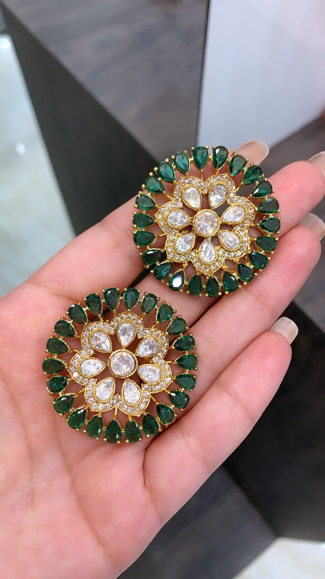 Green Stones Stud Earring – Zivar Creations