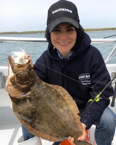 Angler with Long Island fluke.