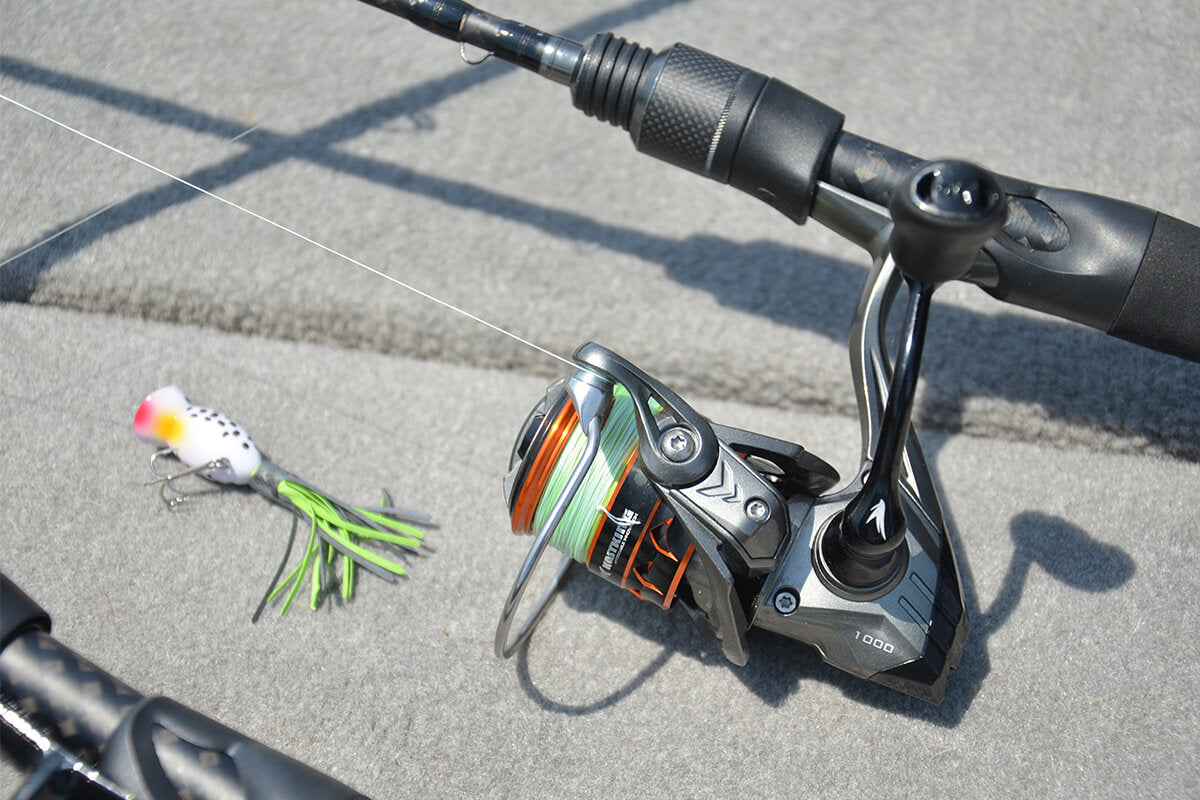 During the post spawn, smaller poppers like the Hula popper on light line with the Kestrel spinning finesse system will get hammered.