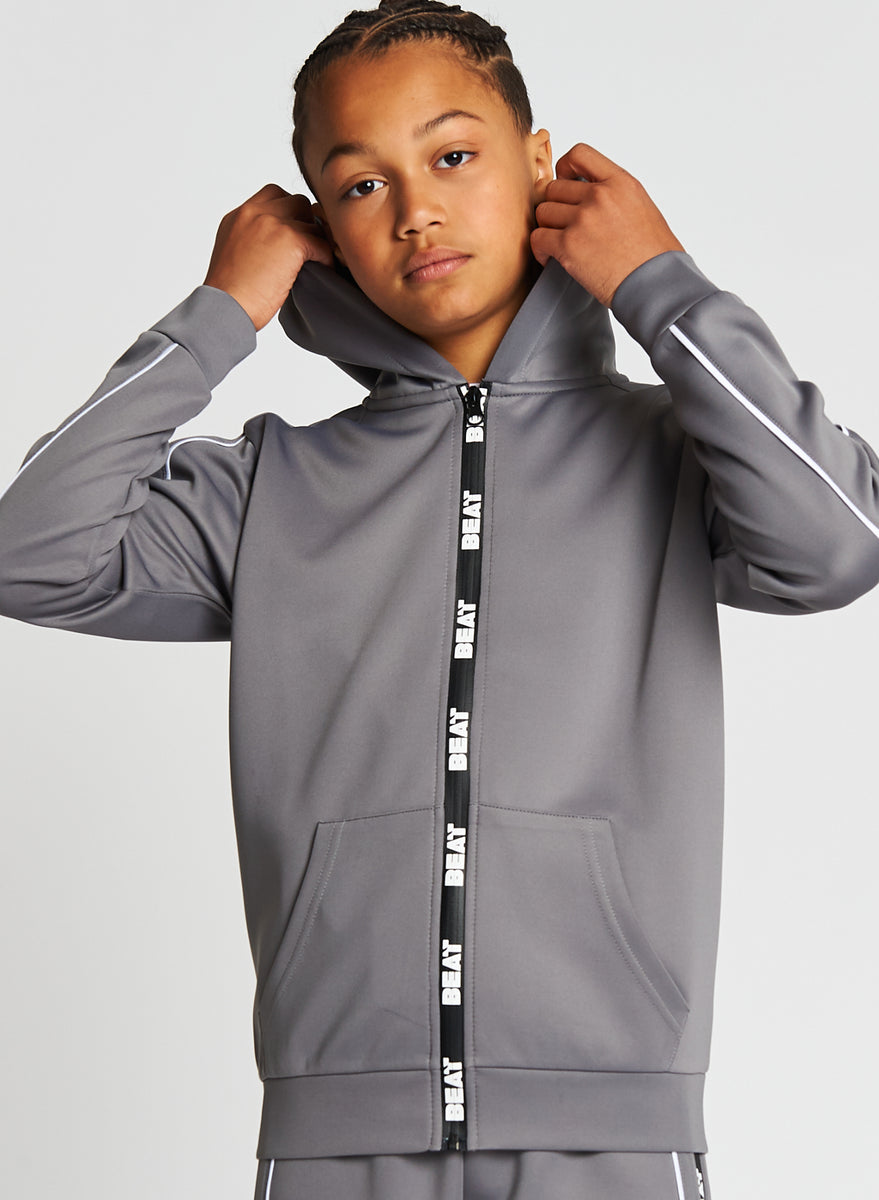 Zenith Hoodie | Boys Grey Scuba Zip Through Sweat | Kids Clothes ...