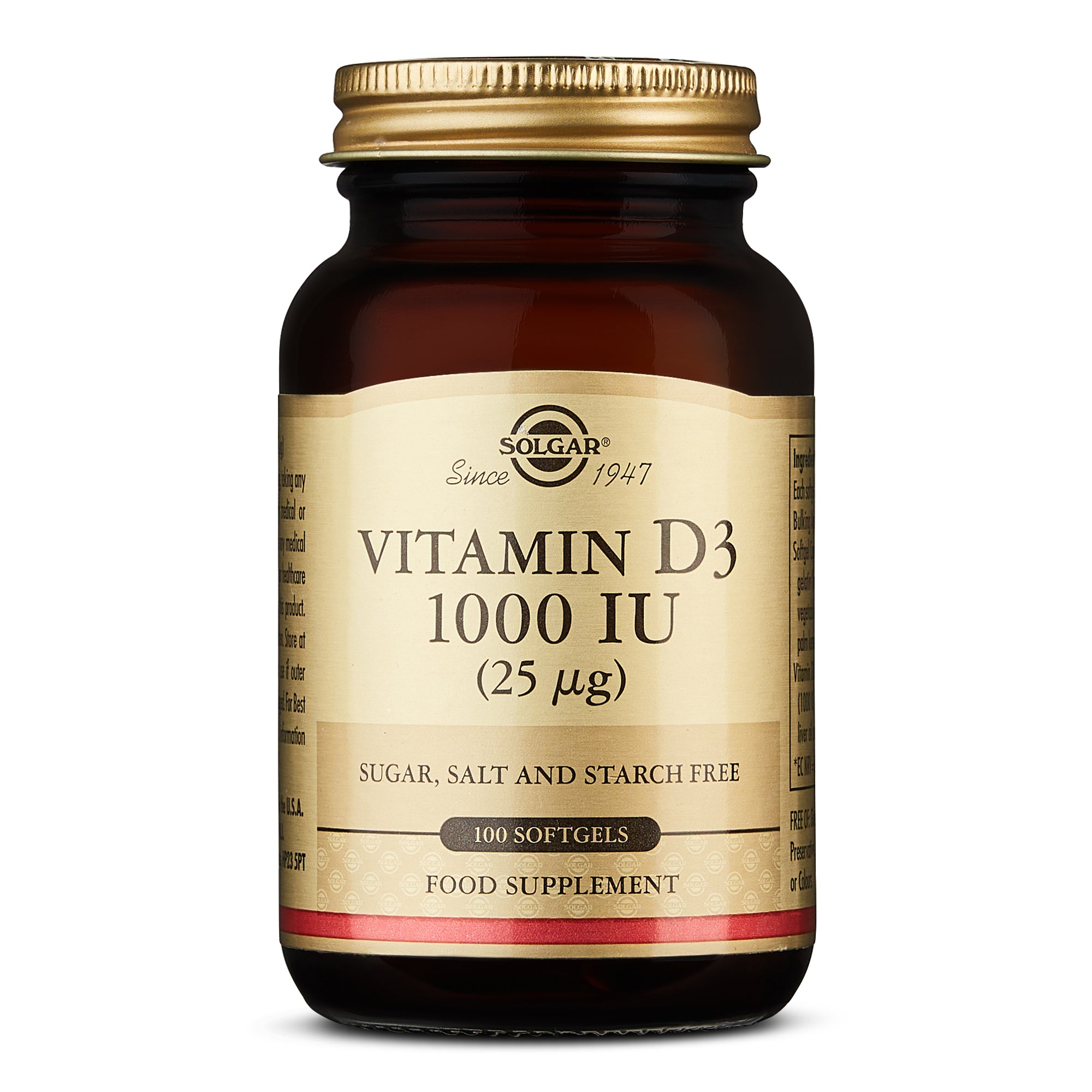 Image of Solgar Vitamin D3, 1000iu, 100 SoftGels