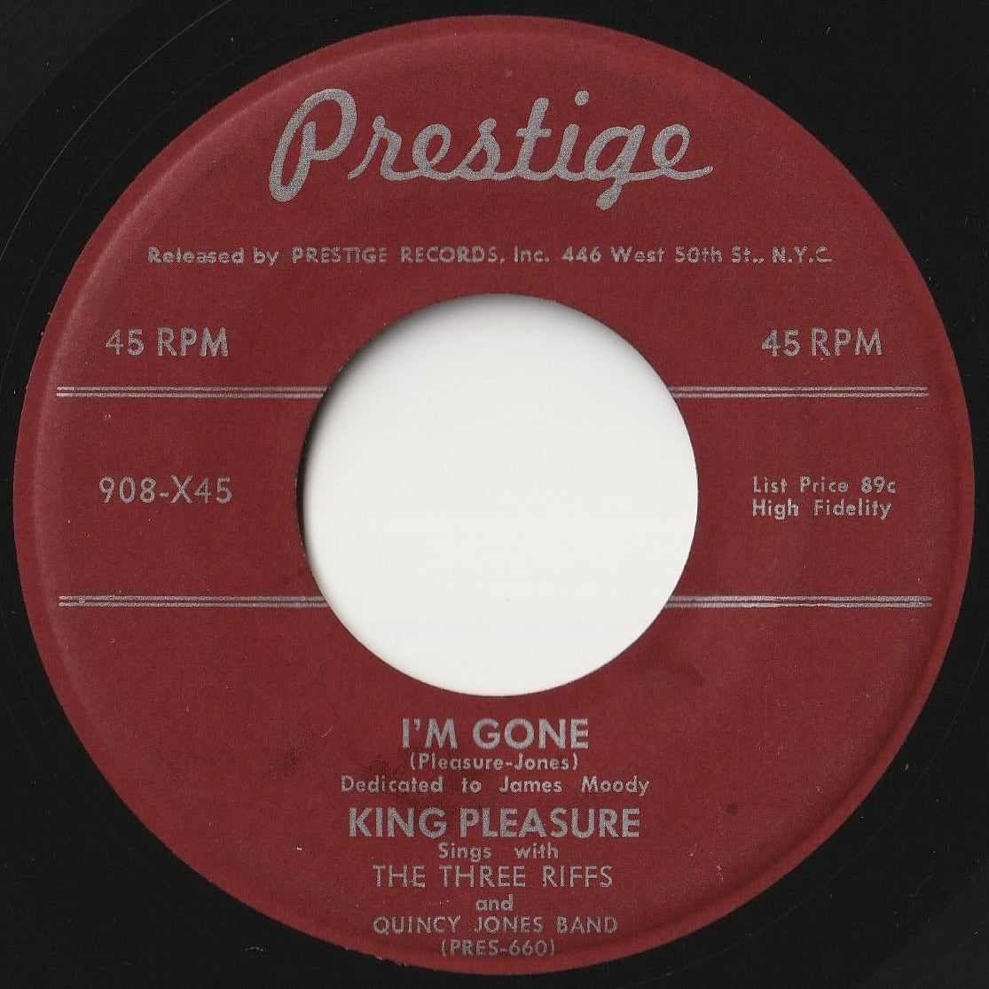 King Pleasure / Quincy Jones And His Band - I'm Gone / You're Crying (7  inch Record / Used)