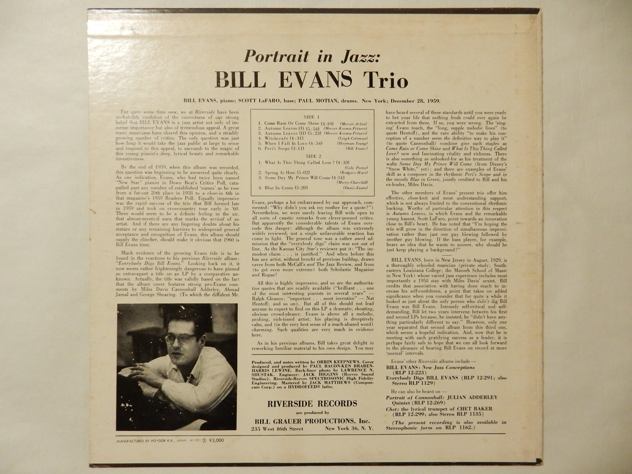 Bill Evans - Portrait In Jazz (LP-Vinyl Record/Used) – Solidity