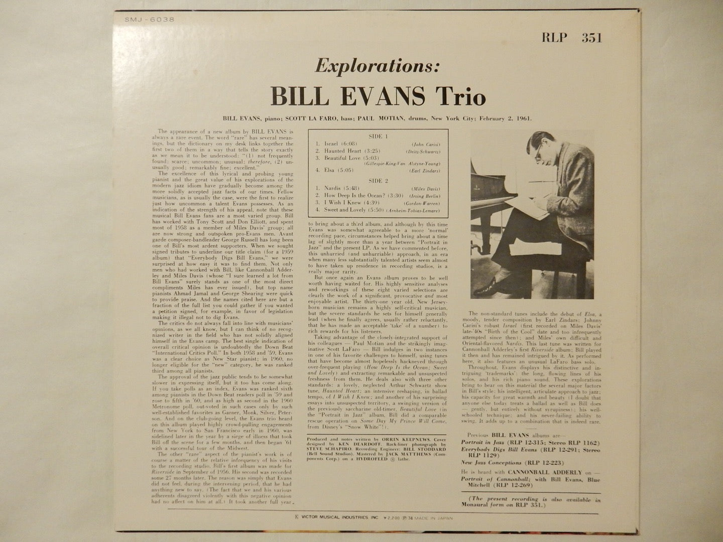 Bill Evans - Explorations (LP-Vinyl Record/Used) – Solidity Records