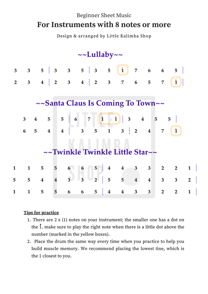 kalimba tongue drum lyre harp sheet music tabs tutorial made for beginners