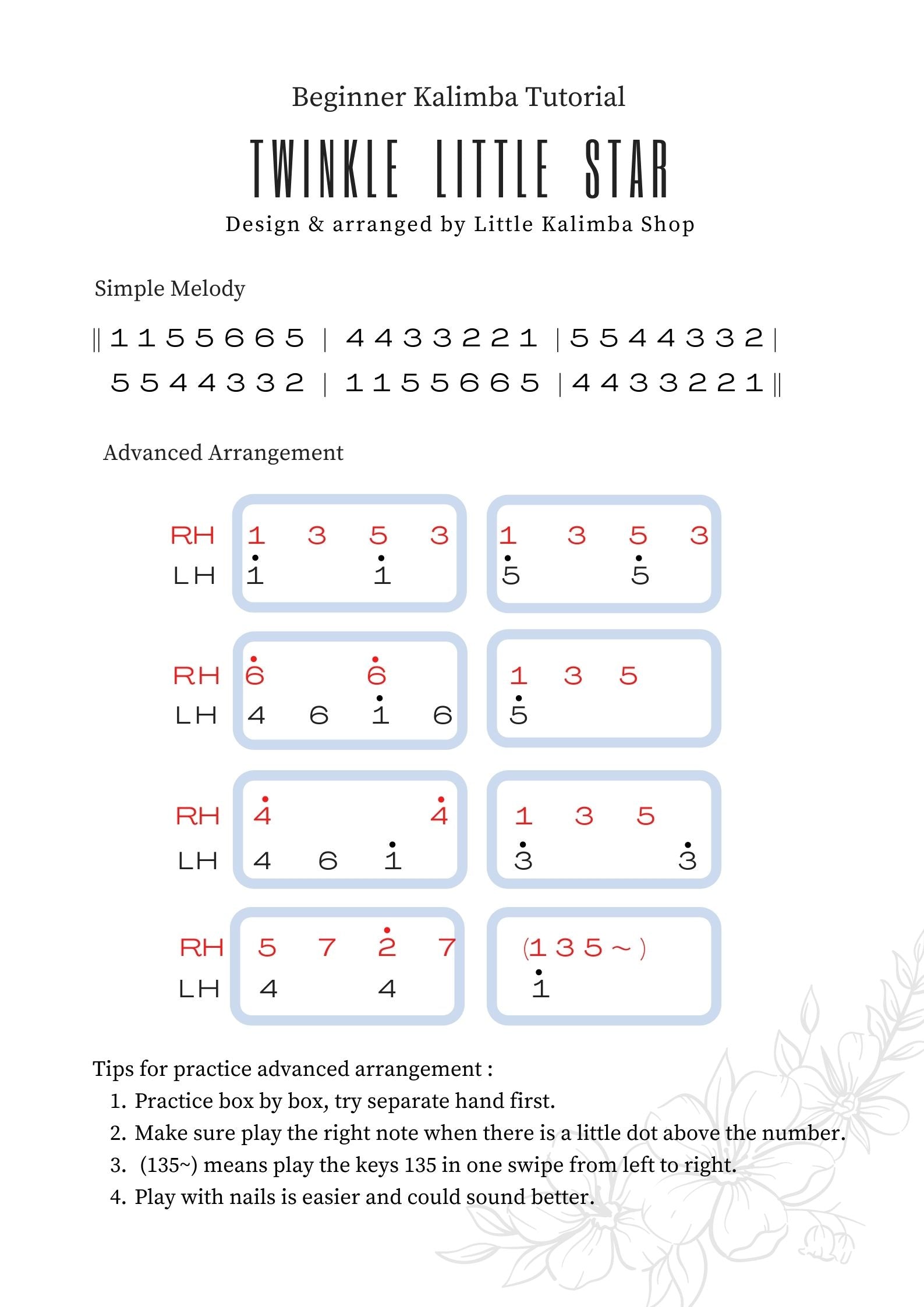 simple kalimba tabs