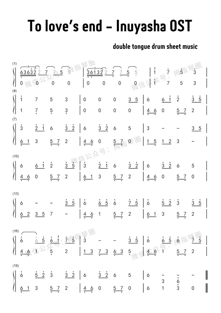 tongue drum sheet music to love's end