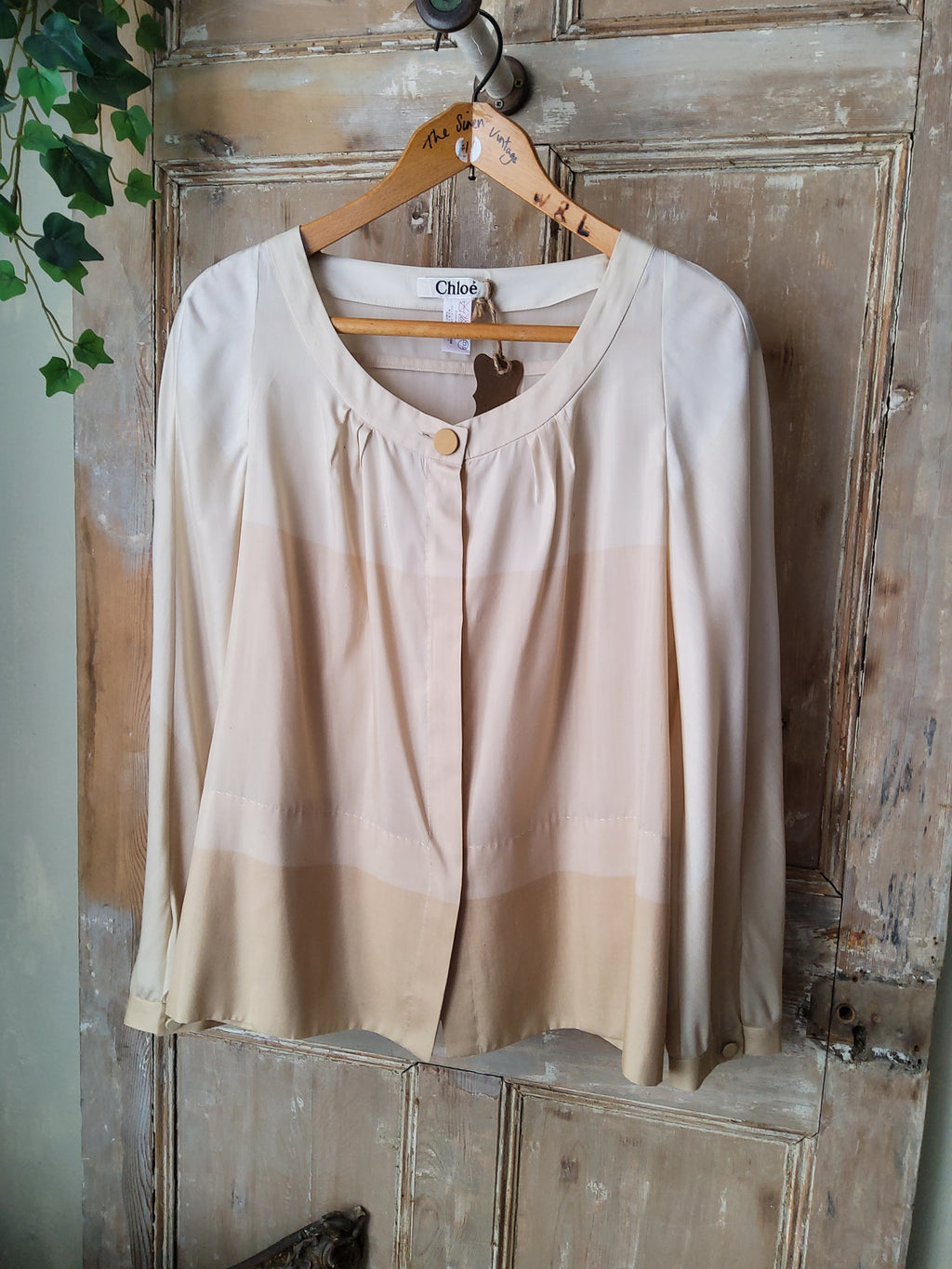 Designer Chloe Silk Blouse Cream V neck UK12 – The Siren Vintage